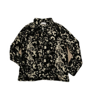 Topman Black Cream Floral Viscose Button Down Shirt XL Abstract Print Festival